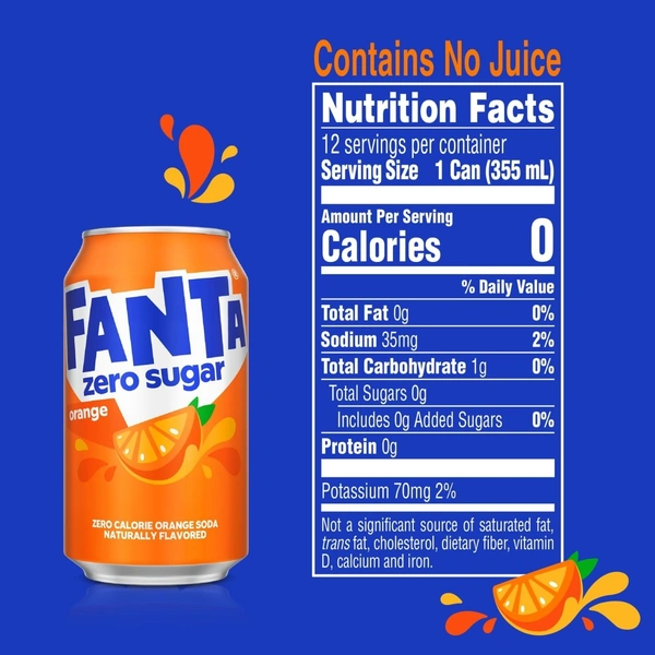 Imported Fanta Zero Sugar Orange  - 330ml