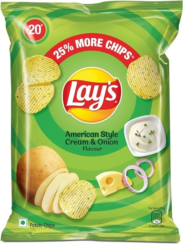 Lays American Style Onion & Cream Chips - 52gm