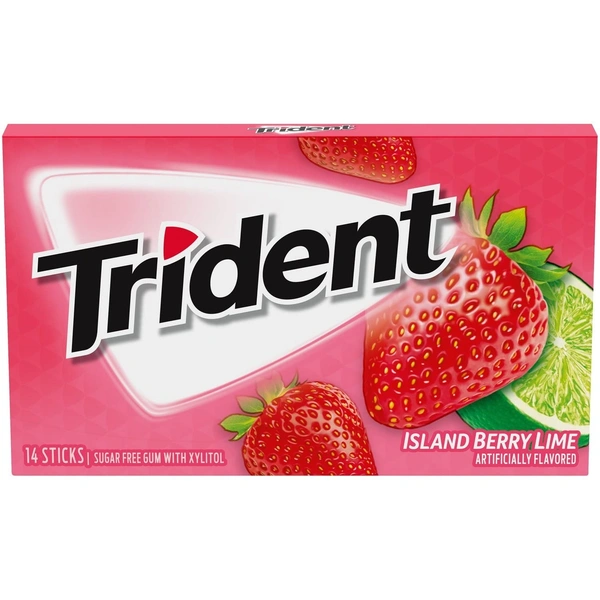Trident Island Berry Lime Gum (Sugar Free) - 1 Pack (14 Sticks)