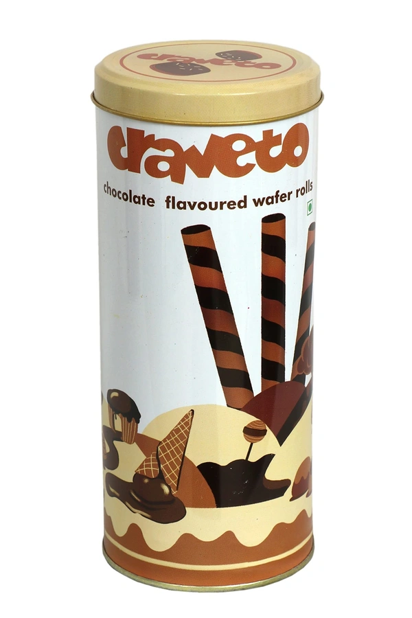 Craveto Chocolate Flavoured Wafer Roll Tin - 150 g