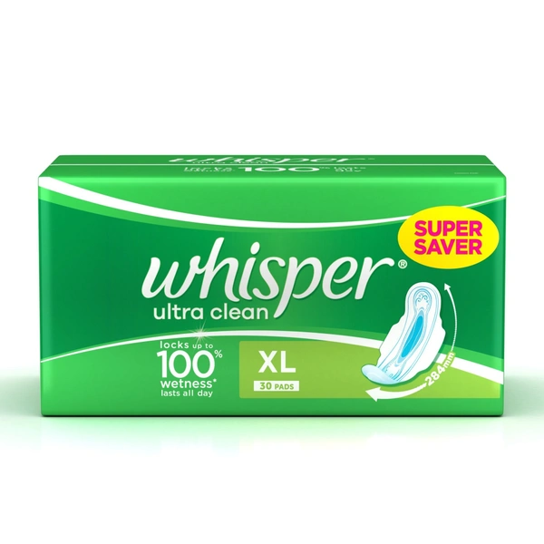 Whisper  Choice Ultra Clearn Sanitary Pads (Xl+ Wings) - 1 pack (30 pieces)