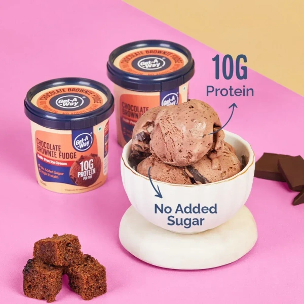 Get-A-Whey Chocolate Brownie Fudge 10Gm Protein Ice Cream - 125 ml