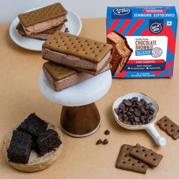Get-A-Whey Choco Brownie Fudge Zero Sugar Ice Cream Sandwich - 90 g