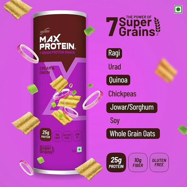 Max Protein Cream N Onion Grain Chips Cannisters