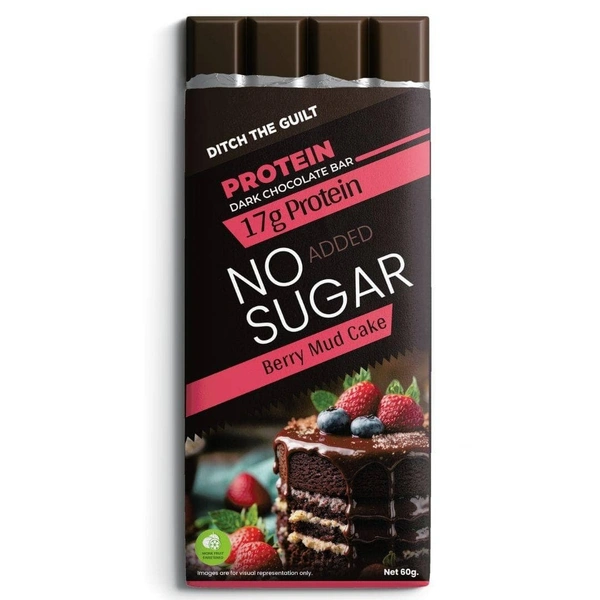 Ditch The Guilt Berry Mud Cake - 17G Protein - Dark Chocolate - 60 g