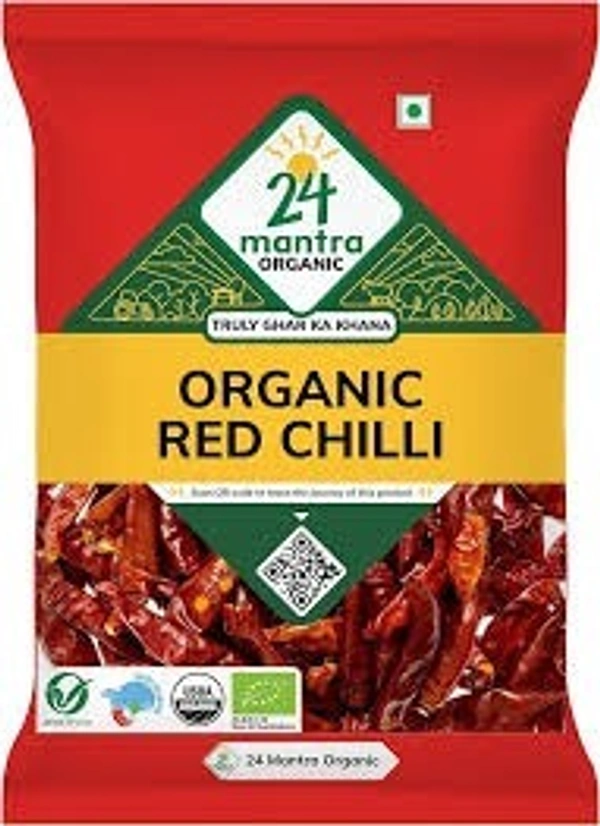 24 mantra Organic Red Chilly (Khadi Mirch) - 100 g