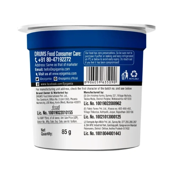 Epigamia Blueberry Greek Yogurt