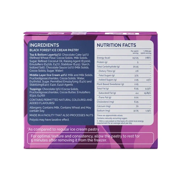 Get-A-Whey Black Forest Low Caloric Ice Cream Pastry - 100 gm