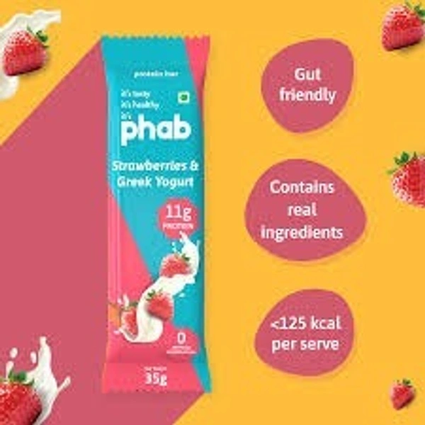 Phab Strawberries & Greek Yogurt - 21G Protein Bar - 65 g