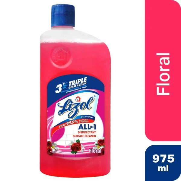 Lizol Disinfectant Surgace & Floor Cleaner (Floral) - 975 ml
