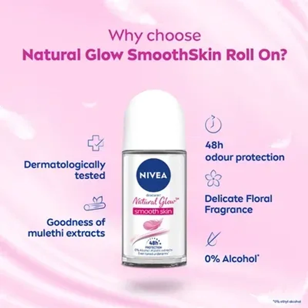 Nivea Natural Glow Smooth Skin Roll On Deodorant  - 25ml