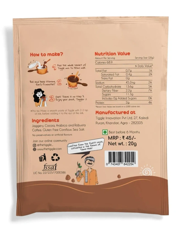 Tiggle Coffee Infused Hot Chocolate Sachet - 20 G