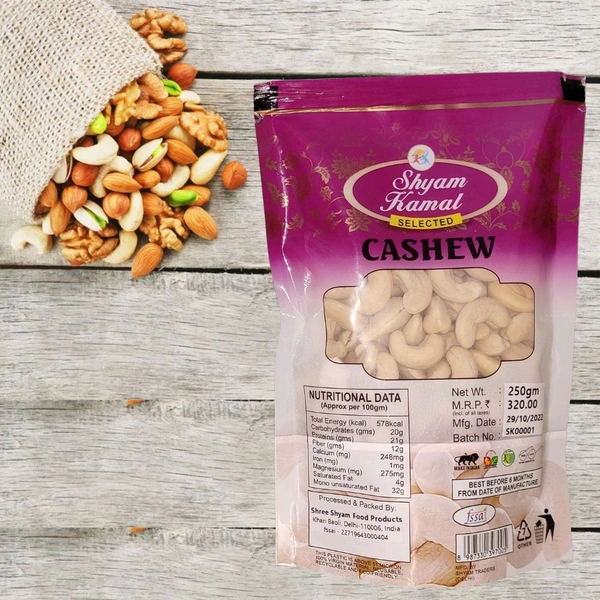 Shyam Kamal Cashew Premium Kaju Whole - काजू  - 250g