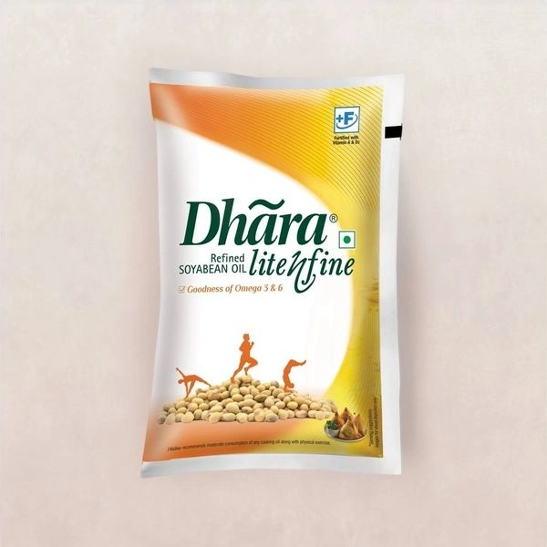 Dhara Refine Oil/ Soyabean Oil Pouch - सोयाबीन तेल  - 1ltr