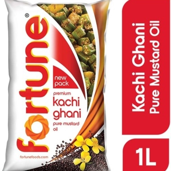Fortune Mustard Oil Pouch - Sarso Tail - सरसो तेल  - 1ltr