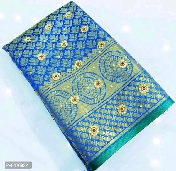 Art Silk Zari Woven Banarsi Saree With Blouse Piece  - Blue