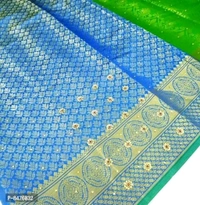 Art Silk Zari Woven Banarsi Saree With Blouse Piece  - Blue