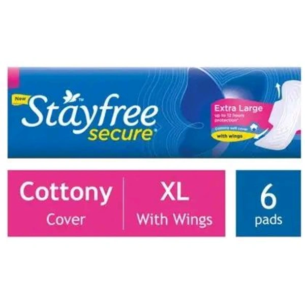 Stayfree Secure Cotton Soft With Wings XL   - 6Pads