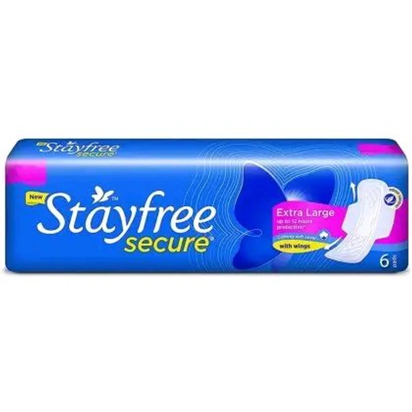 Stayfree Secure Cotton Soft With Wings XL   - 6Pads