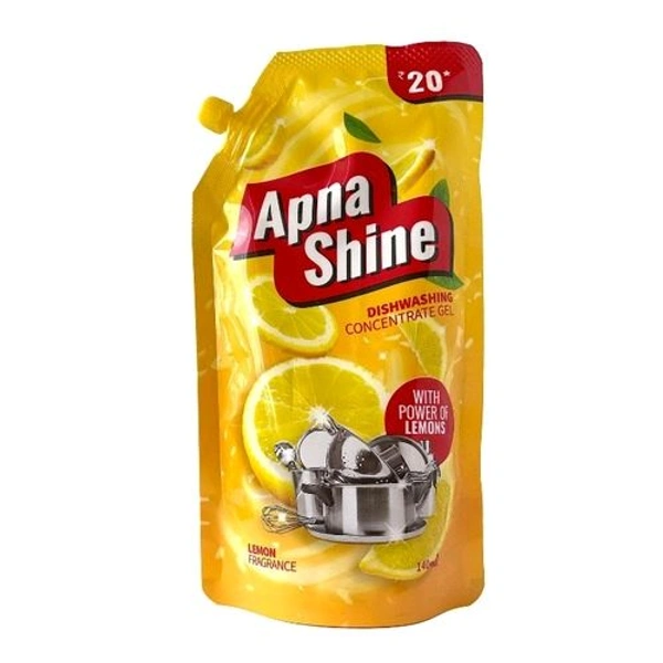 Apna Shine Dishwash Liquid Gel Pouch - 140ml