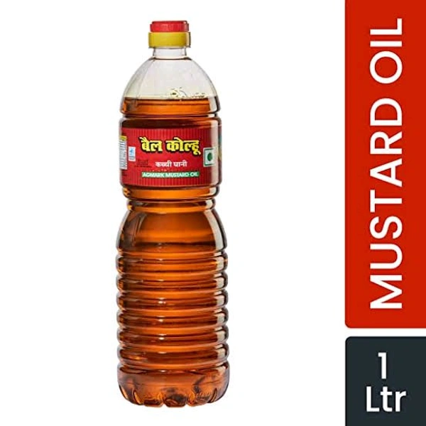 Bail Kolhu Kachi Ghani Mustard/ Sarso Tail Oil 1Ltr - Jar