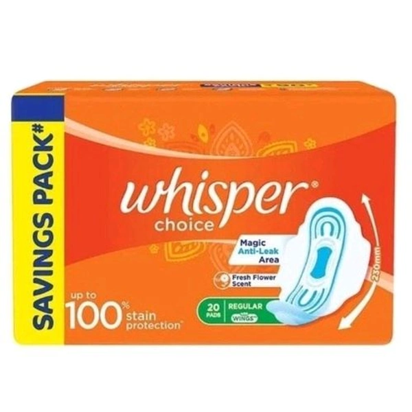 Whishper Choice Sanitary Pads (Regular Wings) - 20pc