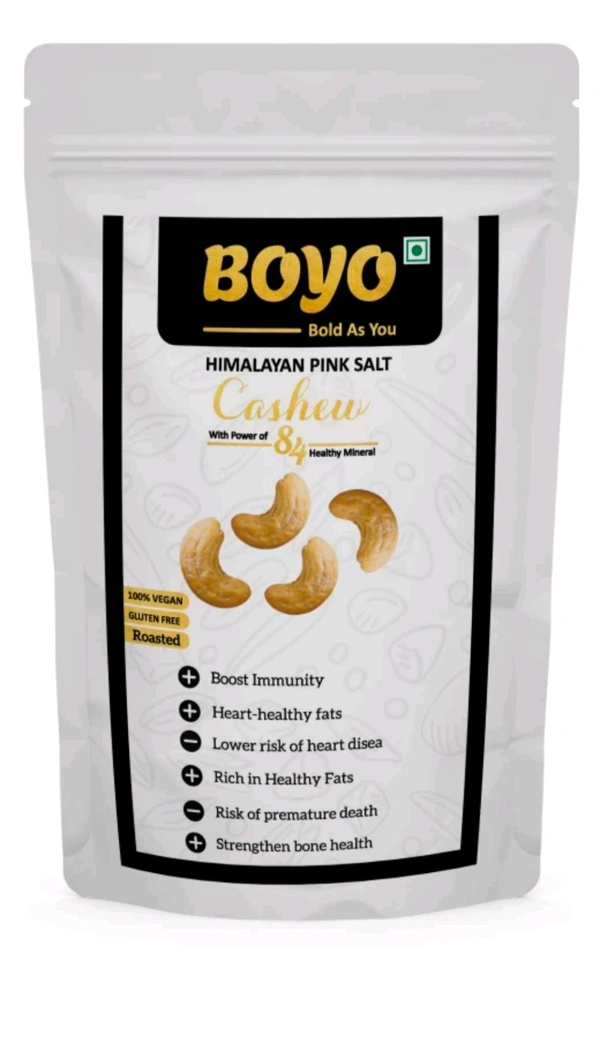 BOYO Cashew Himalayan Pink Salted/Namak and Crunchy - 100gm