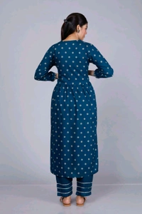 Rayon Embroidered Naira Cut Kurti 3 pcs Set - 2XL