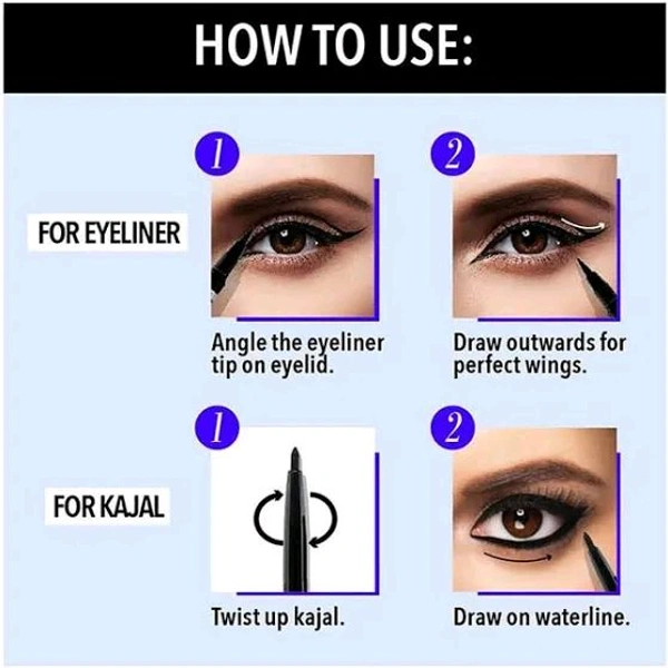 Blue Heaven Intense Duo Eye Kajal + Liner Black(Kajal) - 0.85ml