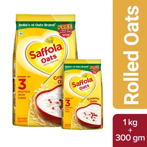 Saffola Oats Plain + Free 300gm - 1.3kg