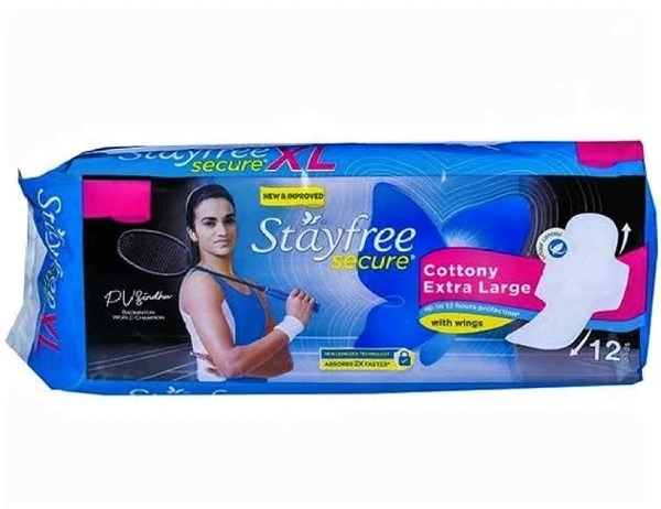 Stayfree Secure Cotton Soft With Wings XL   - 12Pads