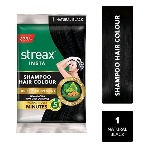 Streax Shampoo Hair Color  - Black, 25ml