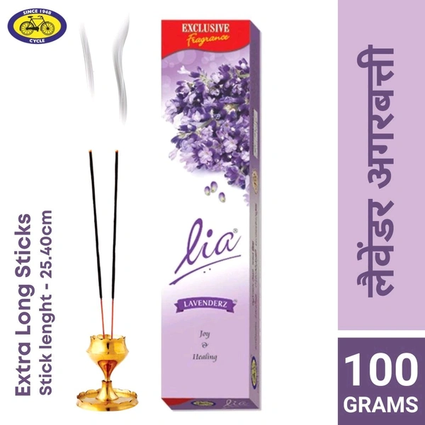 Lia Fragrance Pooja Agarbatti (Approx 60 Long sticks) - 100gm, LAVENDER