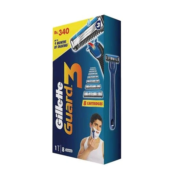Gillette Guard 3 Single Razor with 8 Blades - Set+8 Blades