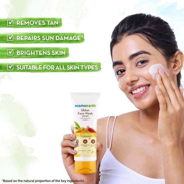 Mamaearth Ubtan Natural Face Wash With Turmeric & Saffron for Tan Removal - 100ml