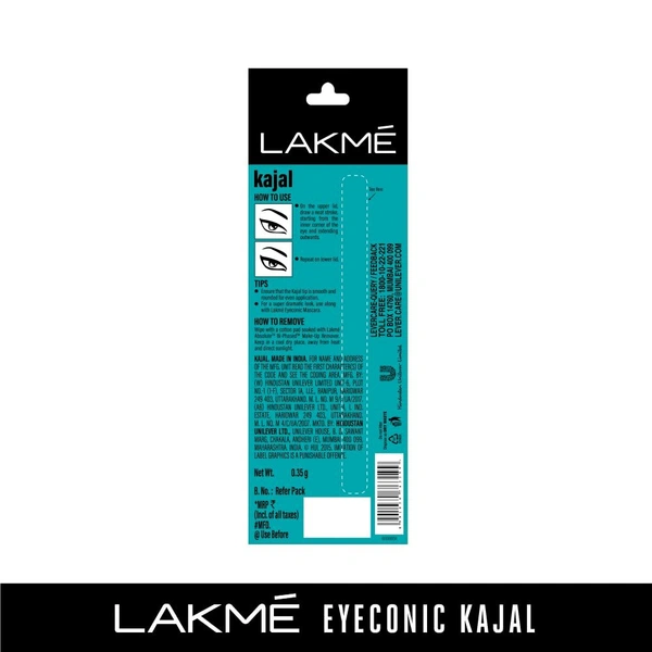 Lakme Eyeconic Kajal, Matte Kajal Pencil That Lasts 24 Hrs - 0.35gm