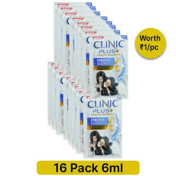 Clinic Plus Strong And Long Health Shampoo Pouch - 6ml×16pc