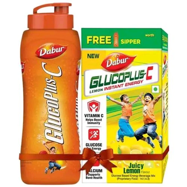 Dabur GlucoPlus-C Instant Glucose – Lemon, 500 g (Get Sipper Free) - 500gm