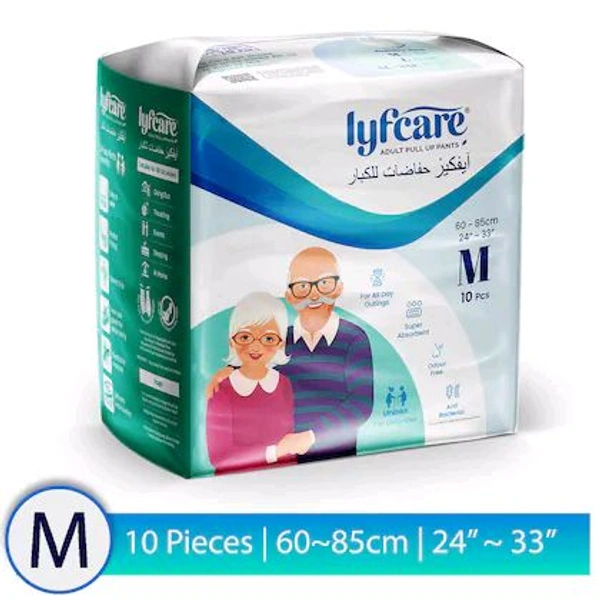 lyfcare Adult Pull -Up Pants Diapers |Medium - 10pc