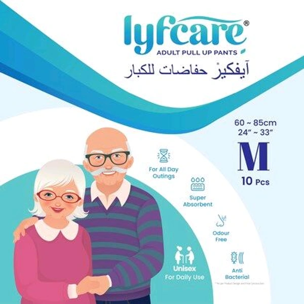 lyfcare Adult Pull -Up Pants Diapers |Medium - 10pc
