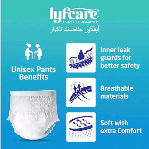 lyfcare Adult Pull -Up Pants Diapers |Medium - 10pc