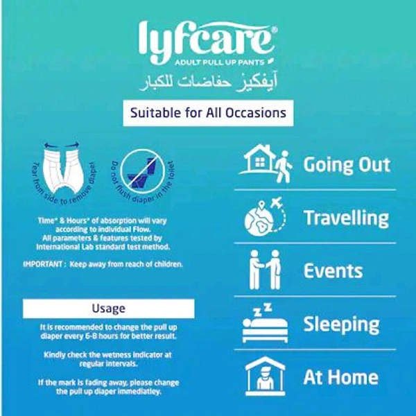 lyfcare Adult Pull -Up Pants Diapers |Medium - 10pc