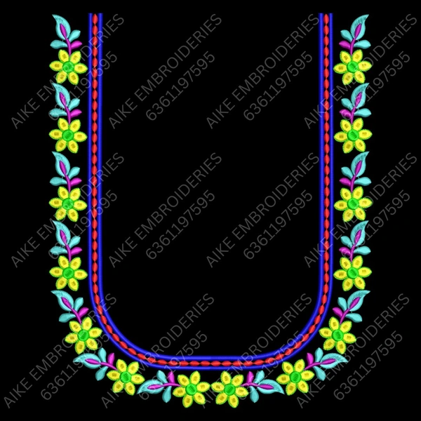 Blouse Design No MSM-031 - Border with Butta, U Shape