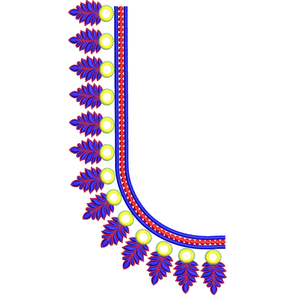 Blouse Design No : AE-003/2 - Mirror Work, Simple Border, U Shape