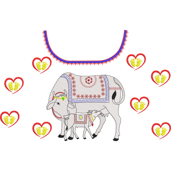 Blouse Design No : AE-004 , Baby Shower, Cow&Calf, Baby Foot
