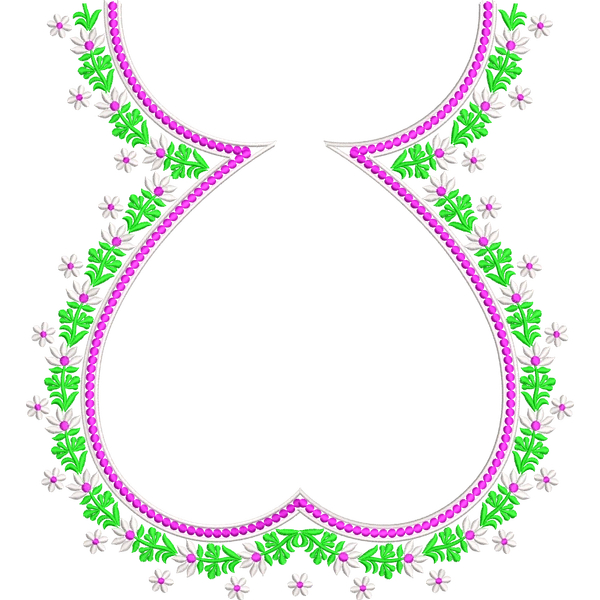 Blouse Design No : AE-010/1 , Pot neck with Heart, Flower Bunch