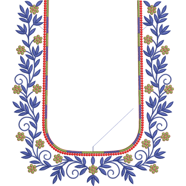 Blouse Design No : BH198 ,Flower Bunch,Double Colour Border