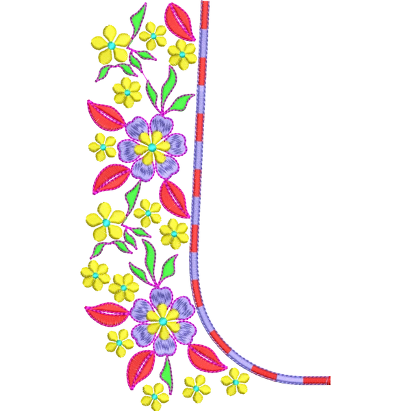 Blouse Design No : HB1603 ,Flower Bunch, Bridal Design - Full Sleeve, U Shape