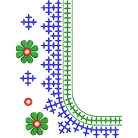Blouse Design No : HSW-M-118-B - Kutch Work, Full Sleeve, U Shape