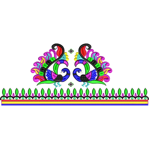 Blouse Design No :MSM - 517/2 , Lehenga Blouse - Border With Butta, U Shape